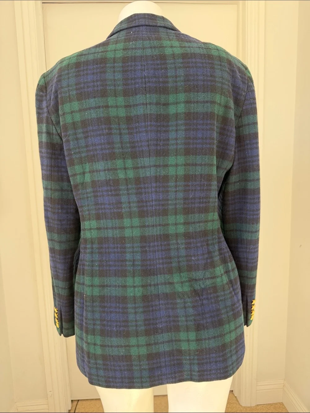 Lauren Ralph Lauren Black Watch Plaid Wool Cashmere Crest Blazer Jacket 16 - Picture 3 of 13